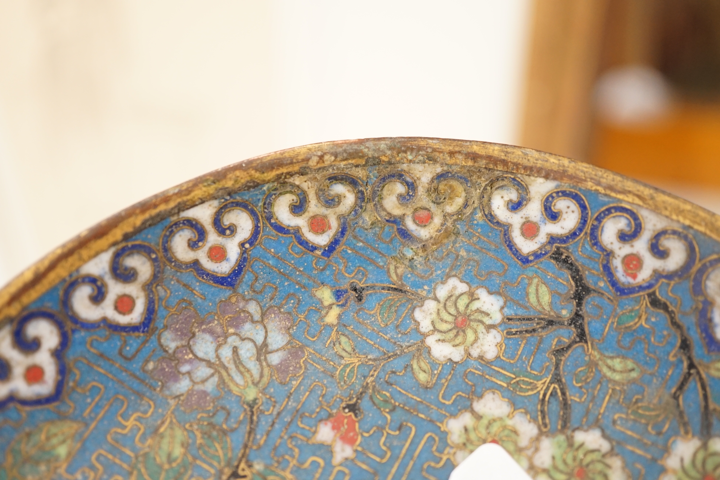 A Chinese cloisonné enamel stem dish, late 19th century, 8cm high